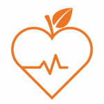 orange icon of an apple with a heart monitor line » HCi