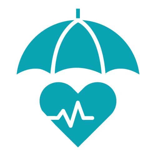 white icon of an umbrella over a heart for HCi extras cover