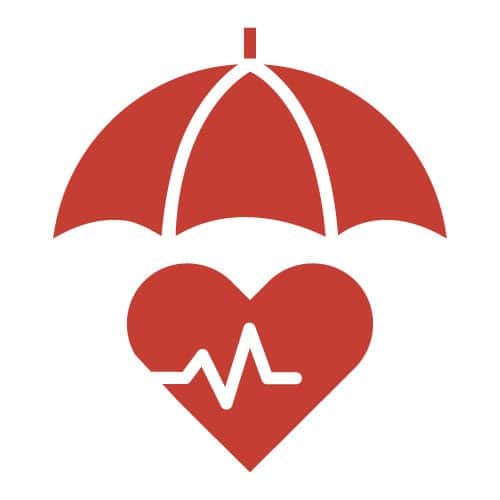 white icon of an umbrella over a heart for HCi extras cover